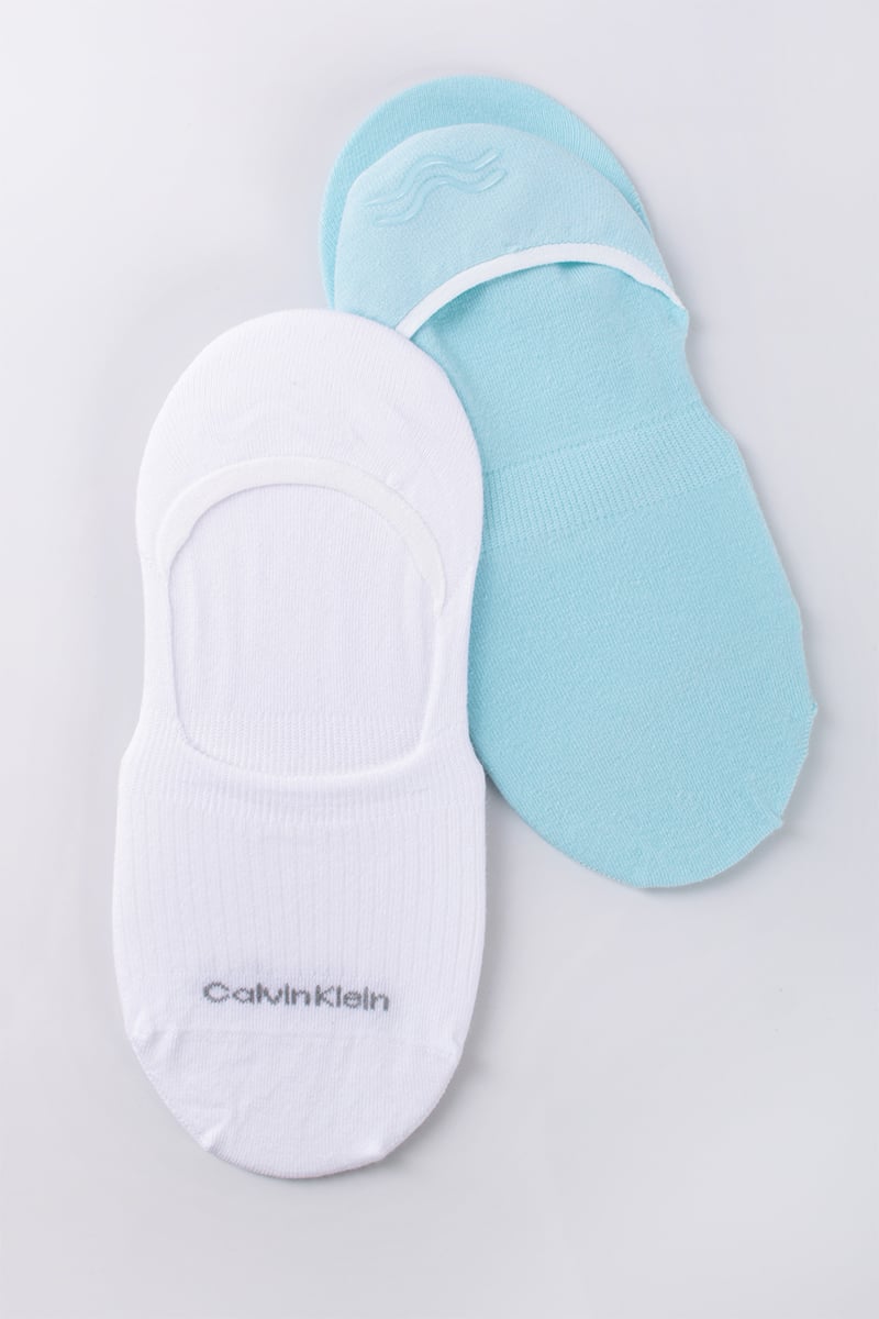 Dámske modro-biele balerínkové ponožky Footie Mid-Cut Rib - dvojbalenie