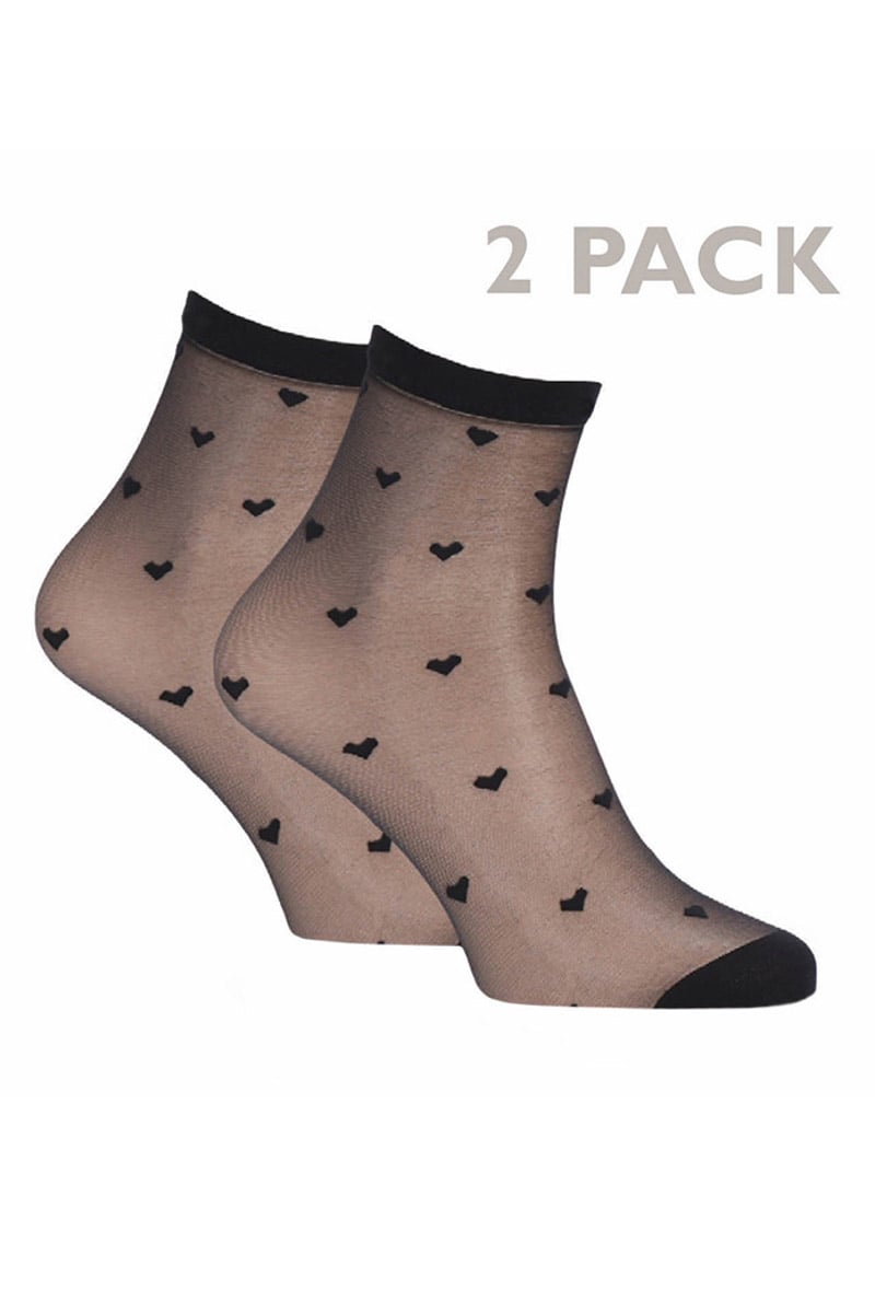 Čierne vzorované silonkové ponožky 99514P2 - dvojbalenie