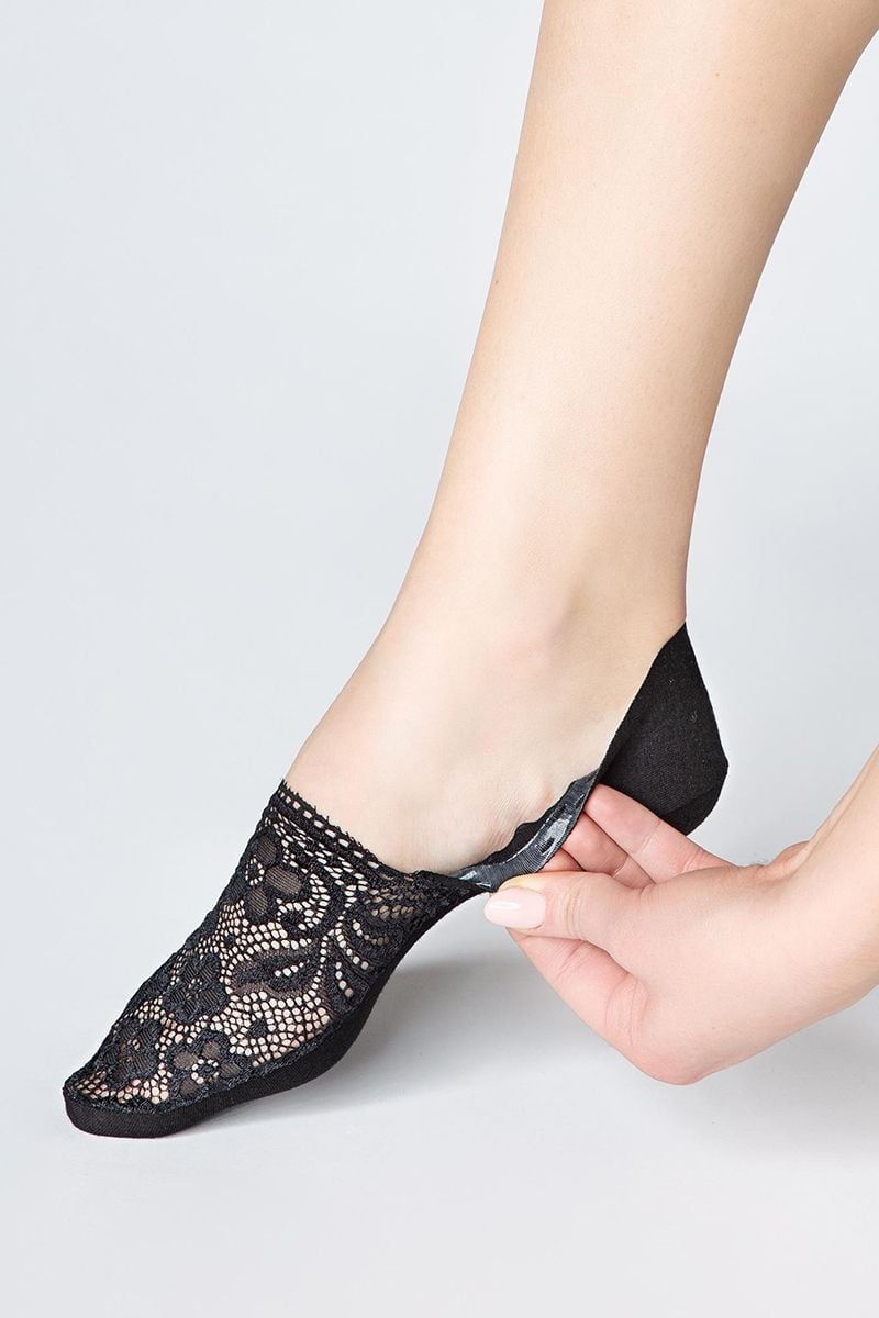 Čierne balerínkové ponožky so silikónovým pásom High P36