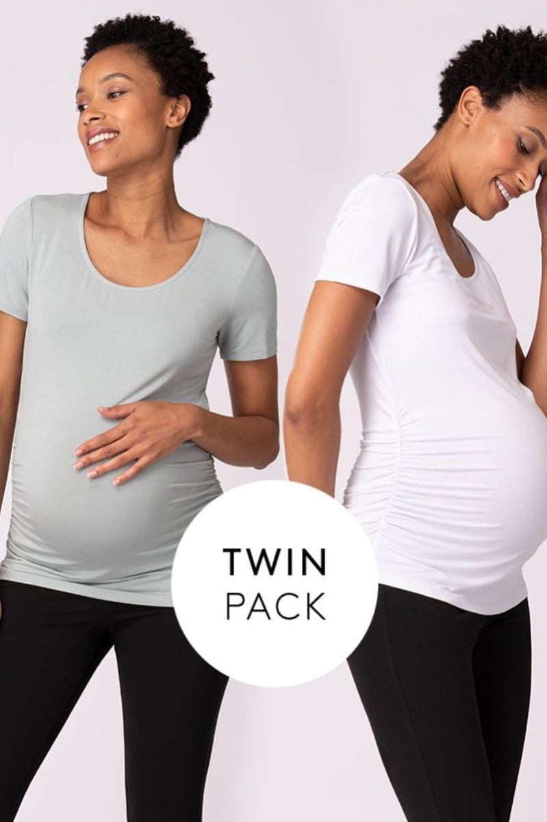 Bielo-modré dvojbalenie tehotenských tričiek Julianne