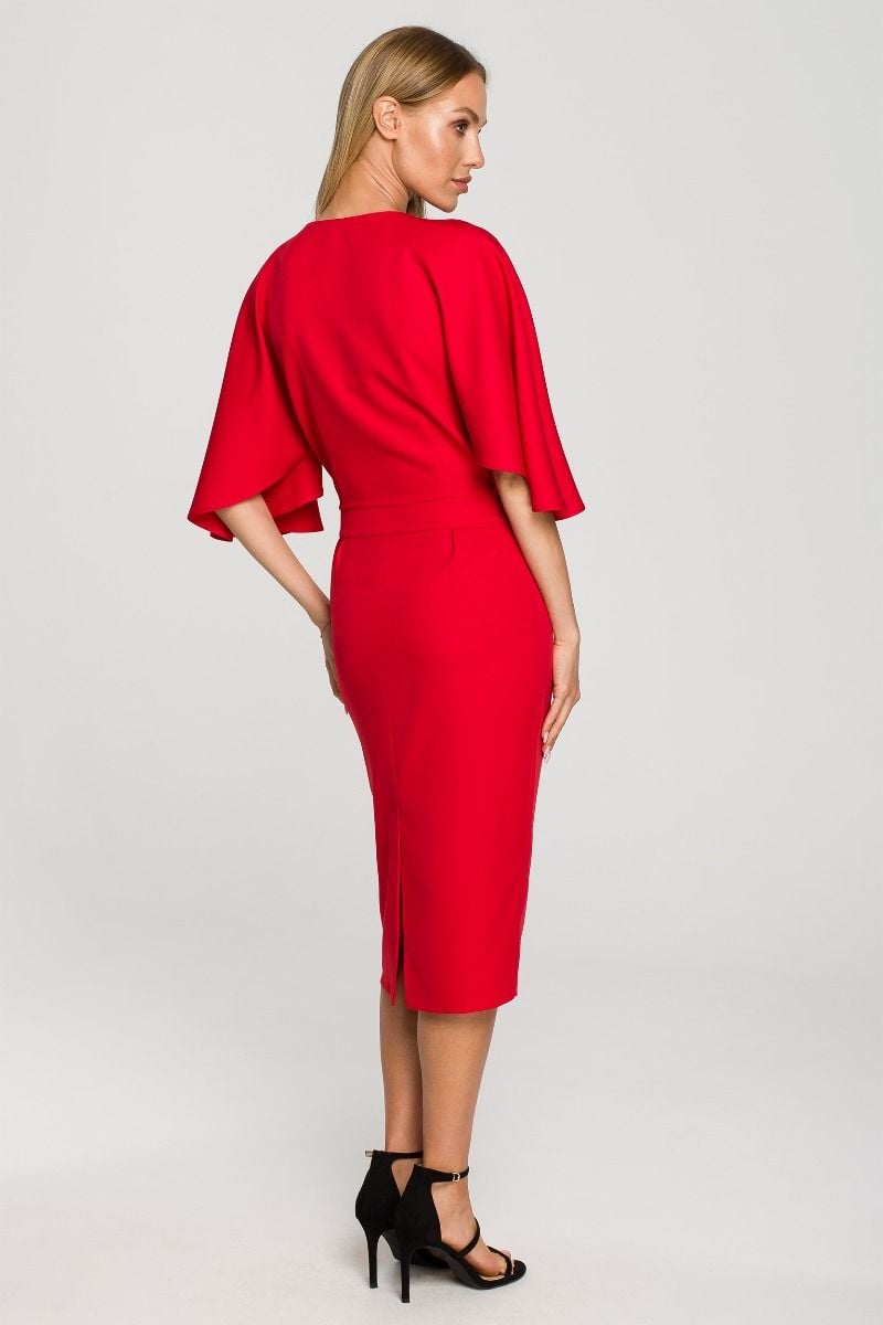 Červené šaty so širokými rukávmi M700