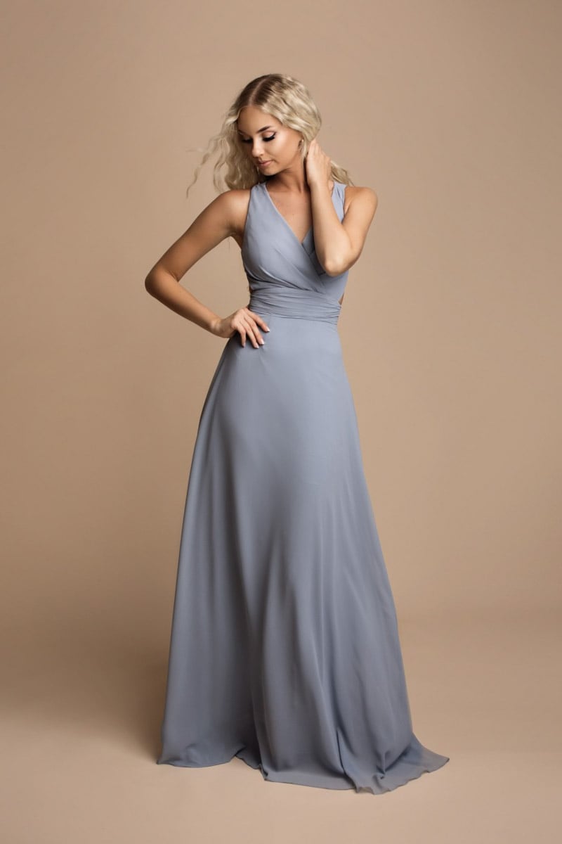 Sivo-modré dlhé šaty Iris