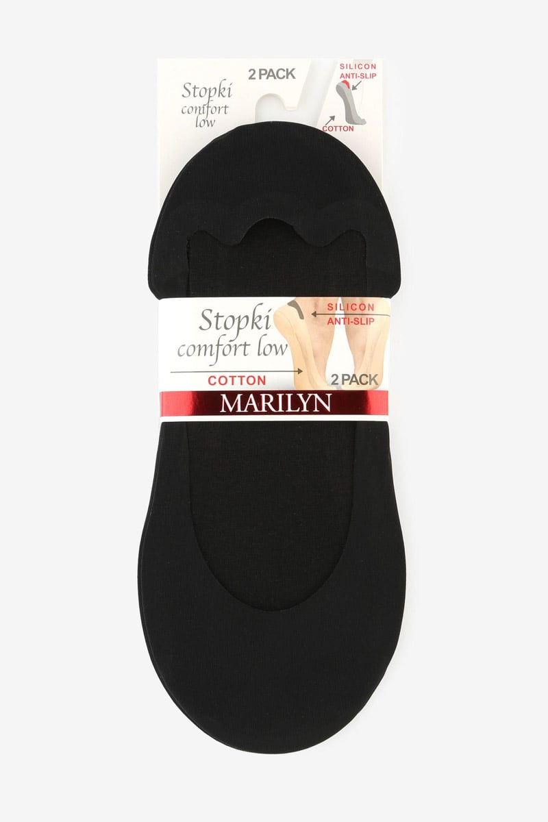 Čierne balerínkové ponožky so silikónovým pásom Comfort Low - dvojbalenie